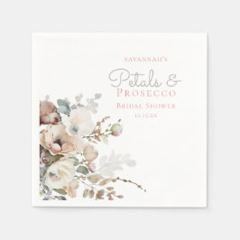 Chic Teal Petals och Prosecco Blommigt Möhippa Pappersservett