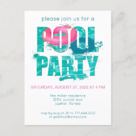 Chic Teal Rosa Bassäng Party Stänk Vykort
