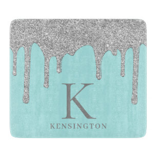 Chic Teal Silver Gnistra Glitter Drives Monogram