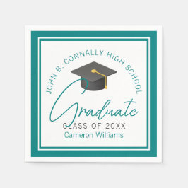 Chic Teal Studentfest Personlig Student Pappersservett