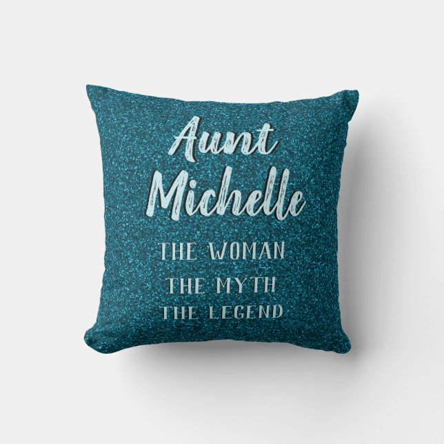 Chic Teal Typography Moster Namn Kudde (Framsida)