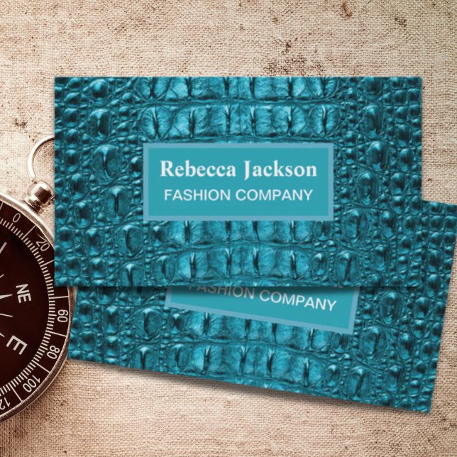 chic tealturkos Alligator print aqua blue Visitkort (chic teal turquoise alligator print aqua blue business card)