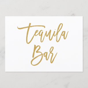 Chic Tequilabar Handlettering i Guld Inbjudningar