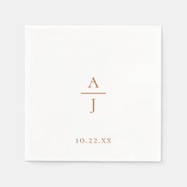 Chic Terra Cotta Monogram Bröllop Napkins Pappersservett
