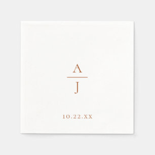 Chic Terra Cotta Monogram Bröllop Napkins Pappersservett