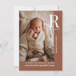 Chic Terracotta Baby Photo Birth Announcement Meddelande