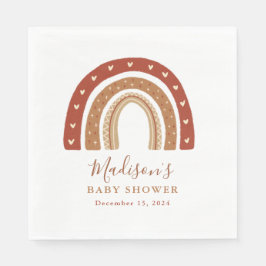 Chic Terracotta Boho Rainbow Baby Shower Pappersservett