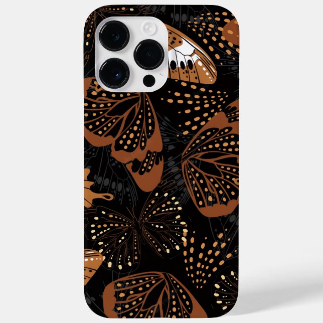 Chic Terracotta Brown and Black Butterfly Pattern (Baksida)