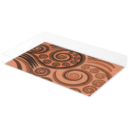 Chic Terracotta Curly Swirls Acrylic Tray Bricka