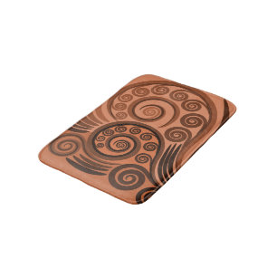 Chic Terracotta Fern Frond Swirl Bath Mat Badrumsmatta