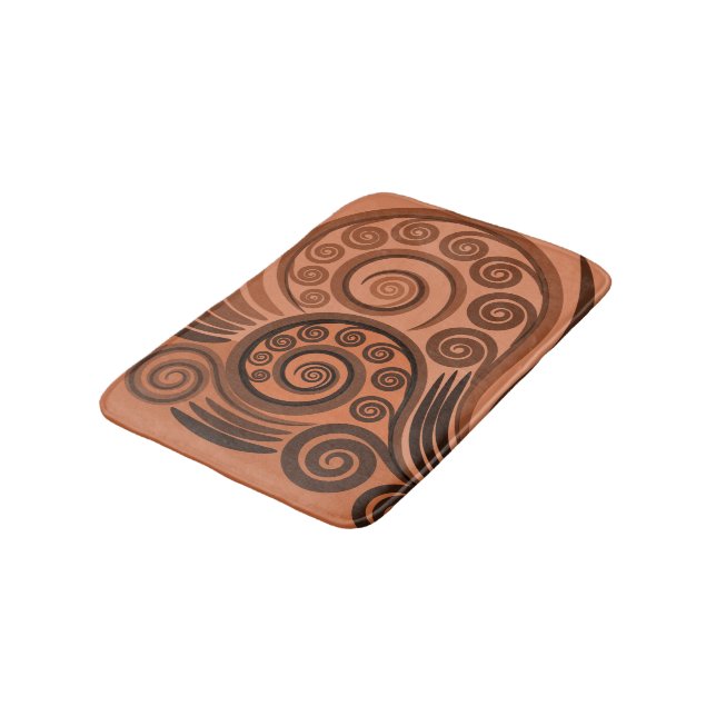 Chic Terracotta Fern Frond Swirl Bath Mat Badrumsmatta (Vinklad)