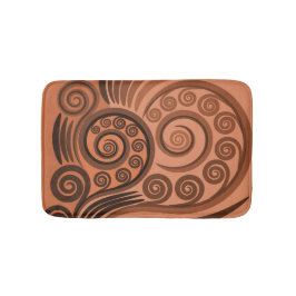 Chic Terracotta Fern Frond Swirl Bath Mat Badrumsmatta