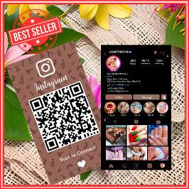 Chic Terracotta Nagelsalong Instagram QR Visitkort