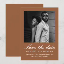 Chic Terracotta Photo Bröllop spara datum Datumet