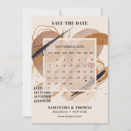 Chic Terracotta ro guld glitter borstar kalender Spara Datumet