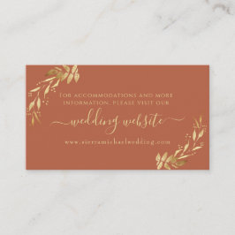 Chic Terracotta Rust Guld Foliage Bröllop webbplat Tilläggskort
