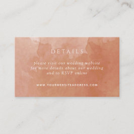 Chic Terracotta Watercolor Bröllop Information web Tilläggskort