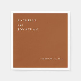 Chic Terracotta White Simple Bröllop Napkins Pappersservett