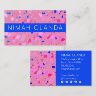 Chic Terrazzo Elegant handmade fet Social-ikoner Visitkort