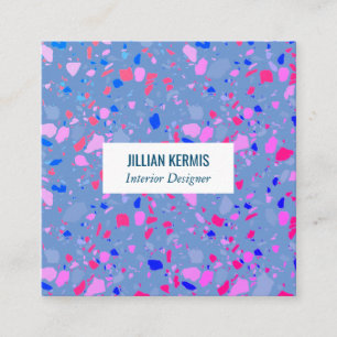 Chic terrazzo elegant lila blue periwinkle fyrkantigt visitkort