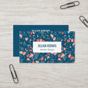 Chic terrazzo elegant rosa blue ANPASSNINGSBAR Visitkort