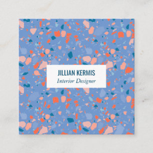 Chic terrazzo elegant rosa blue periwinkle fyrkantigt visitkort