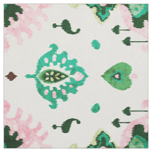 Chic texturerad grönt och rosa ikat stam mönster tyg