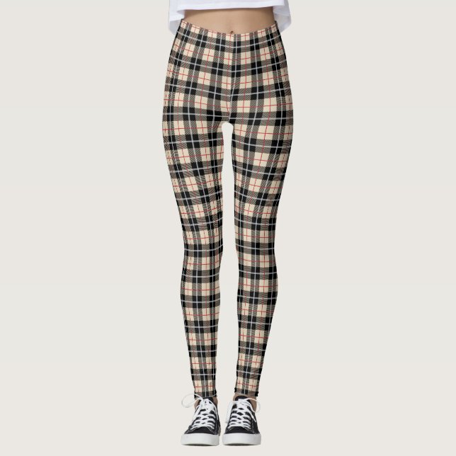 Chic Thompson Camel Tartan Play Mönster Leggings (Framsida)