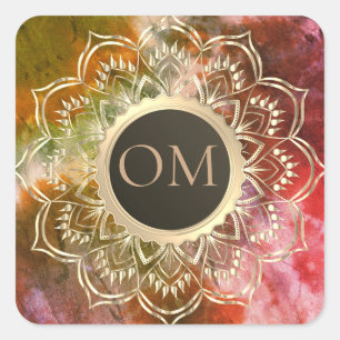 Chic Tie Dye OM Mandala Fyrkantigt Klistermärke