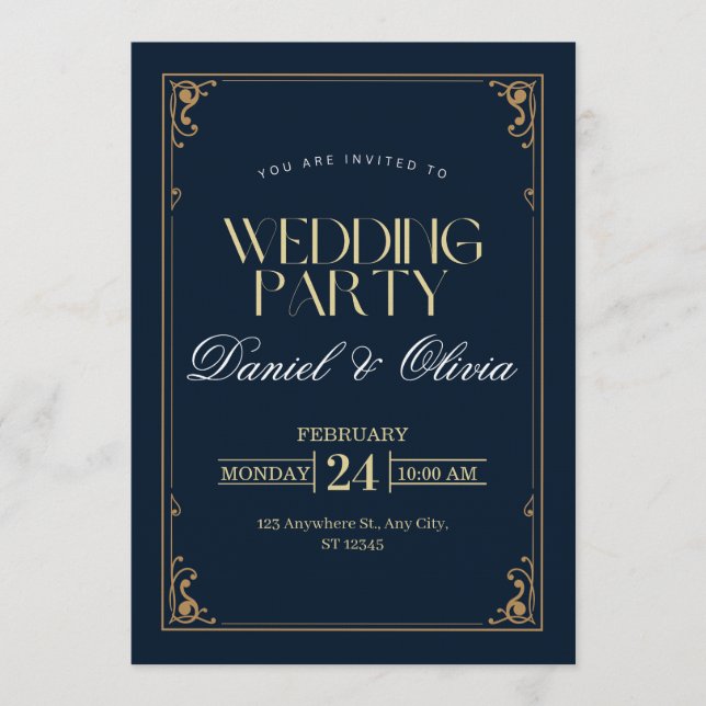 Chic & Timeless Wedding Invitation – Customizable  Inbjudningar (Framsida)