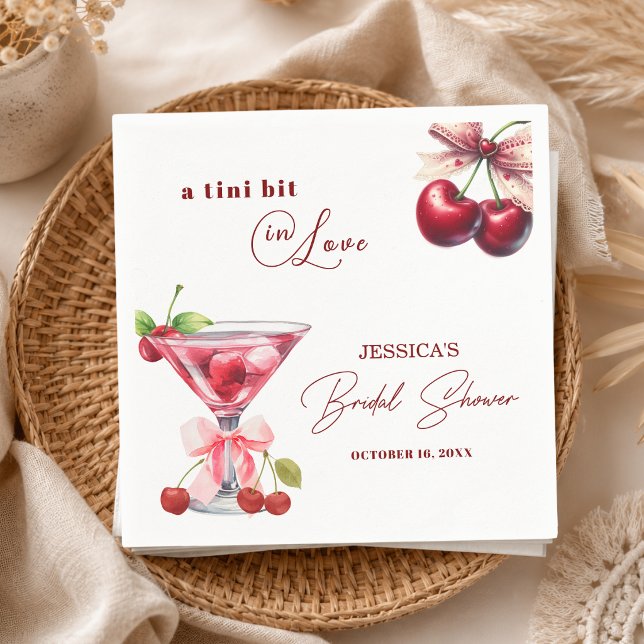 Chic Tini Bit in Love Cherry Martini Bröllopsdusch Pappersservett (Skapare uppladdad)