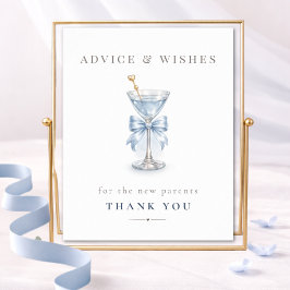 Chic Tini On The Way Baby Shower Advice & Wishes Poster