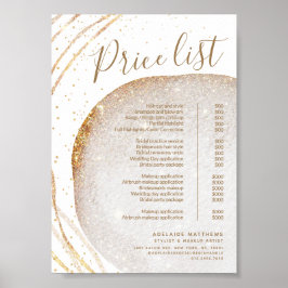 Chic tjänst för Pris lista över salon i Guld Glitt Poster
