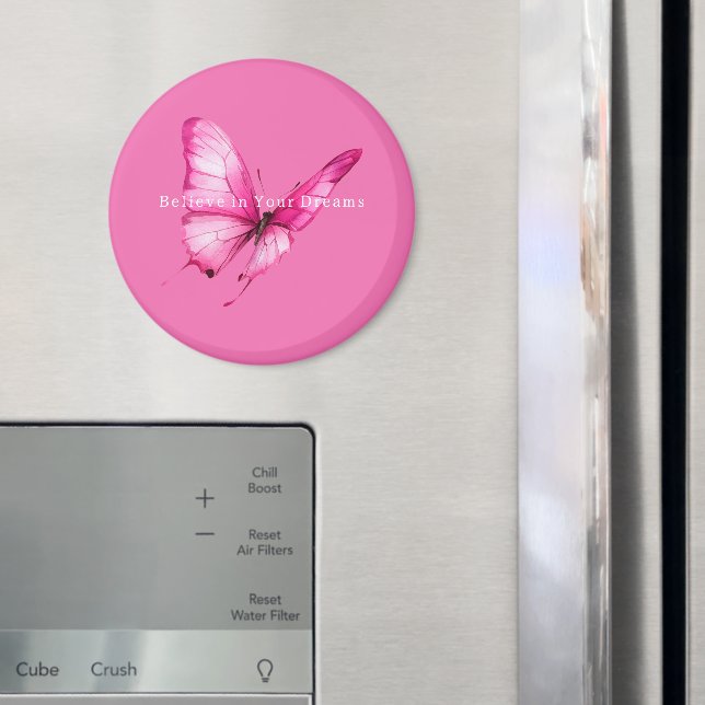 Chic Tjejig Rosa Fjäril Magnet (In Situ (Fridge))
