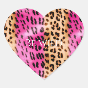 Chic Tjejig Rosa Kräm Leopardtryck Hjärtformat Klistermärke