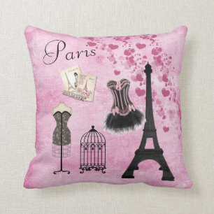 Chic tjejig rosa Paris-moda Kudde