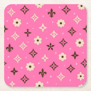 Chic Tjejlik Modern Tryckt Rosa Blommig Geometrisk Underlägg Papper Kvadrat
