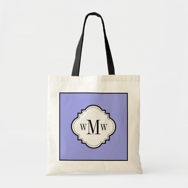 CHIC TOTE_PERIWINKLE/WHITE/BLACK TYGKASSE (Framsidan)
