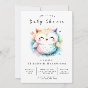 Chic Träd Uggla Baby Shower Inbjudningar