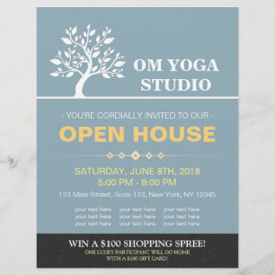 Chic Träd Yoga Instruktör Therapy Salon Open House Reklamblad