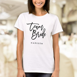 Chic Trendig Borste Svart Script Brudlag T Shirt