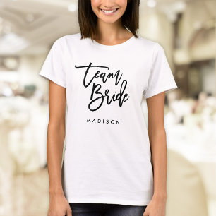 Chic Trendig Borste Svart Script Brudlag T Shirt