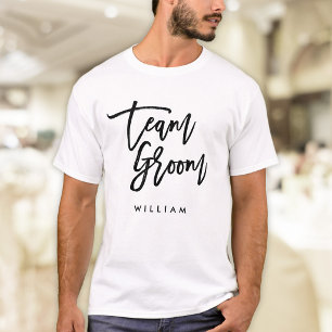 Chic Trendig Borste Svart Skript Team Groom T Shirt