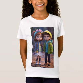 "Chic & Trendig Girls' T-Shirt - Snyggt Avslappnad
