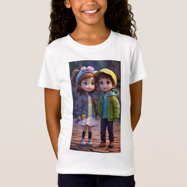 "Chic & Trendig Girls' T-Shirt - Snyggt Avslappnad (Framsida)
