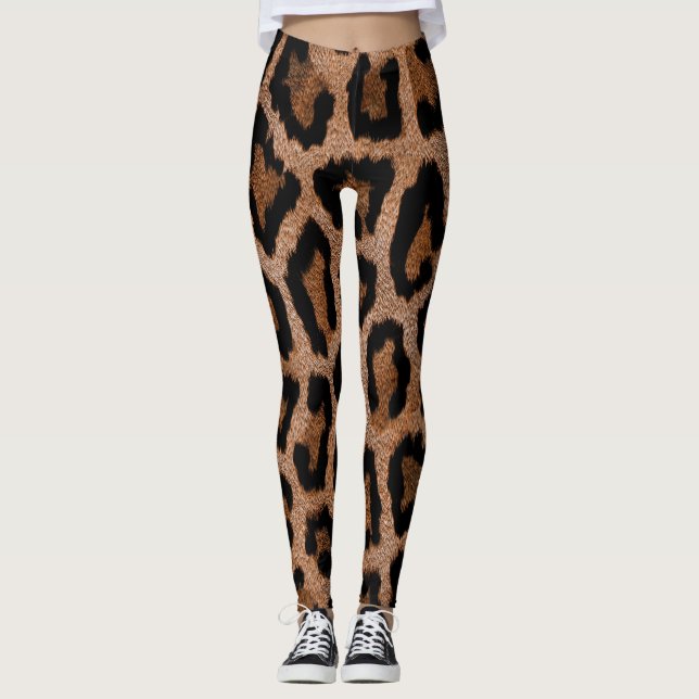 Chic Trendig Leopard Mönster Leggings (Framsida)