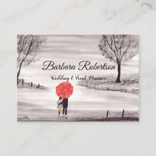 Chic trendig Red Parbrella Kärlek par Bröllop Visitkort