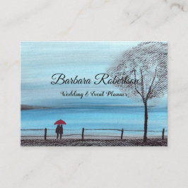 Chic trendig Red Umbrella Kärlek par Bröllop Busin Visitkort