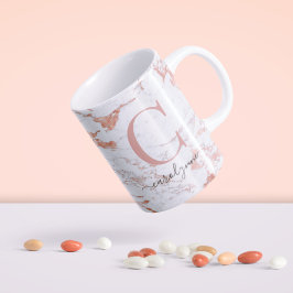 Chic Trendig Ro Gold Foil Marble Monogram Kaffemugg
