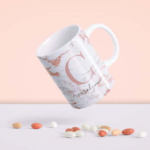 Chic Trendig Ro Gold Foil Marble Monogram Kaffemugg